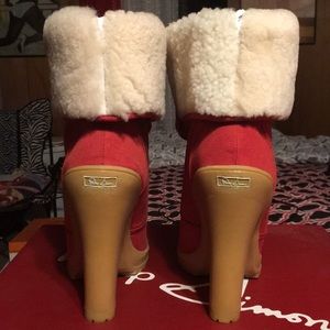 Beautiful red high heel lace up boots